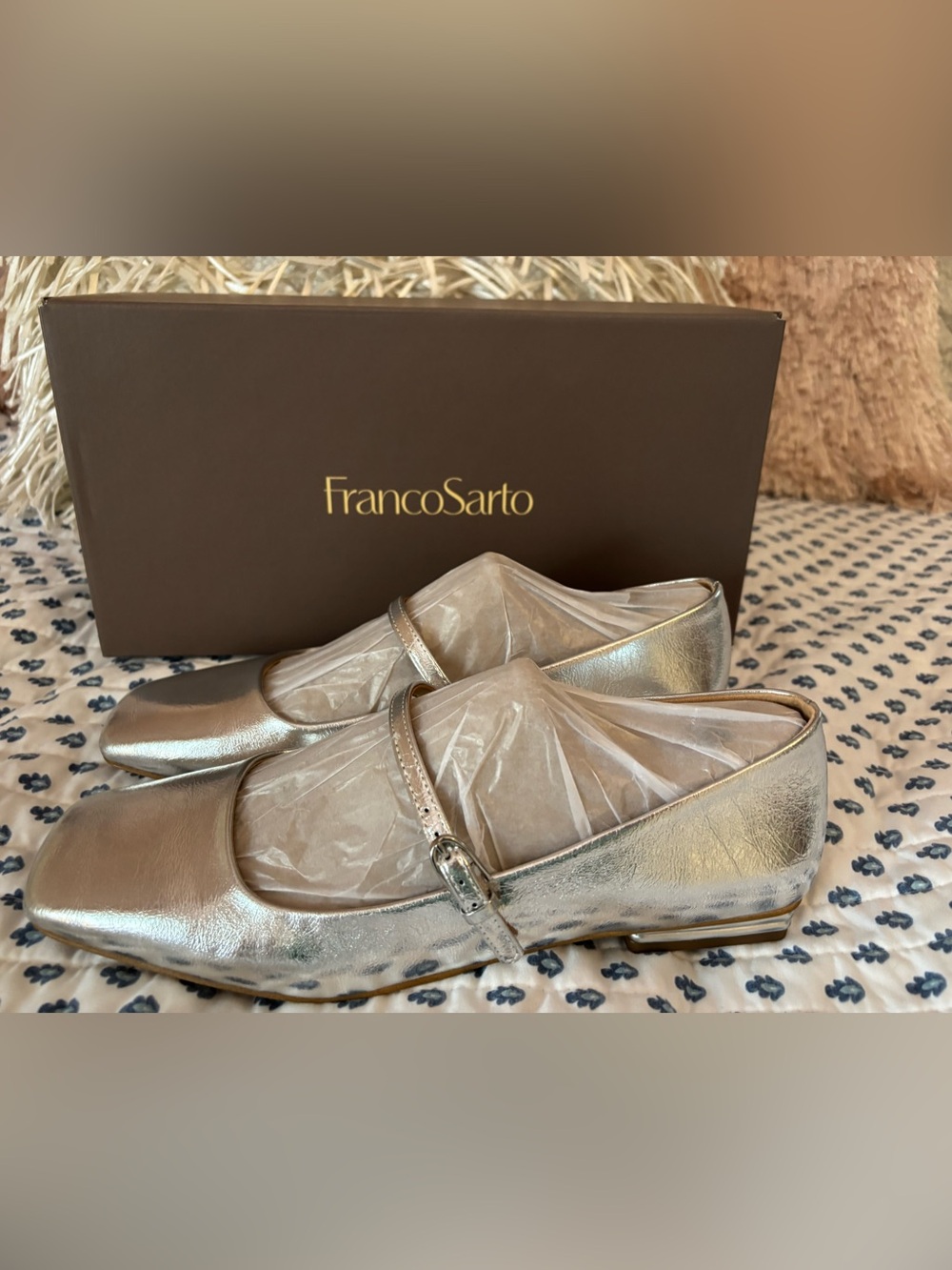 Franco Sarto Metallic Silver Mary Jane Flats